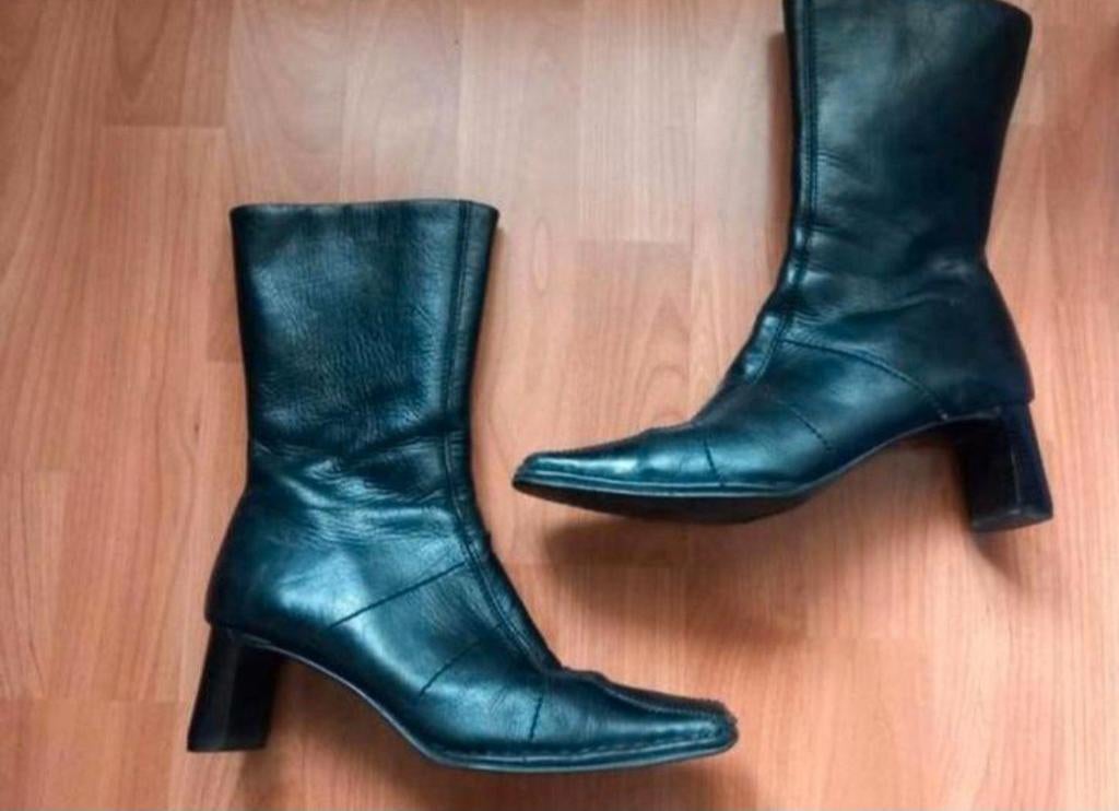 zwarte leren enkellaars mt 36 geldrop mierlo, Ophalen of Verzenden, Zwart