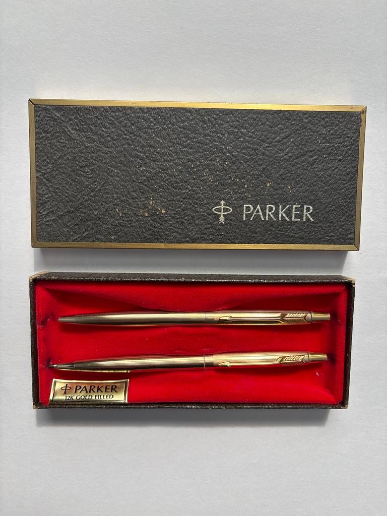 Vintage Parker Pennenset - 12K Gold Filled, Pennenset, Parker, Met doosje, Ophalen of Verzenden