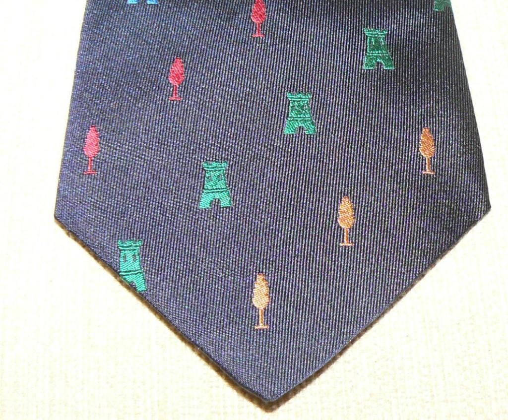 F. van Lanschot Bankiers stropdas zijde veelkleurige logo's, Ophalen of Verzenden, Nieuw, Blauw