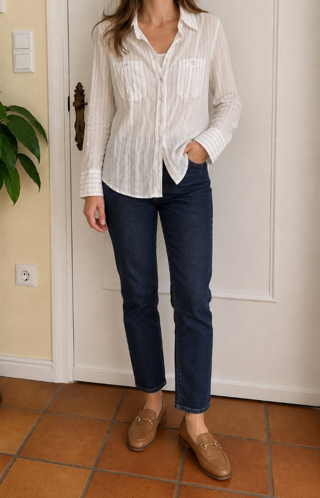 Luisa Cerano katoen blouse – maat 36, Wit, Ophalen of Verzenden, Zo goed als nieuw, Luisa Cerano