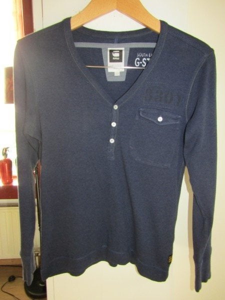 F162 G-STAR RAW mt S longsleeve donkerblauw, Kleding | Heren, T-shirts, G-Star Raw, Zo goed als nieuw, Maat 46 (S) of kleiner
