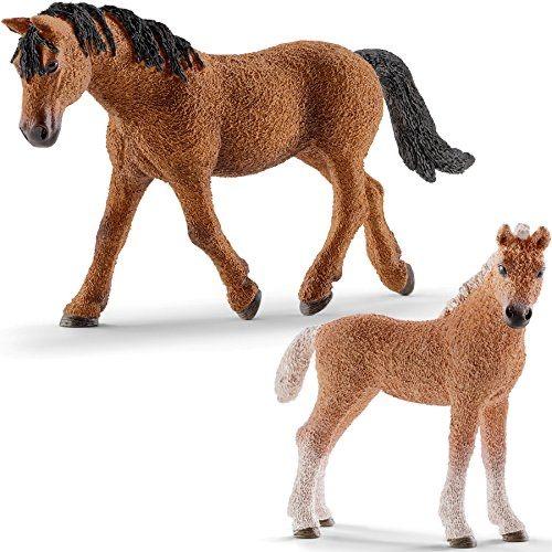 Schleich Bashkir Curly merrie en veulen, Ophalen of Verzenden, Zo goed als nieuw