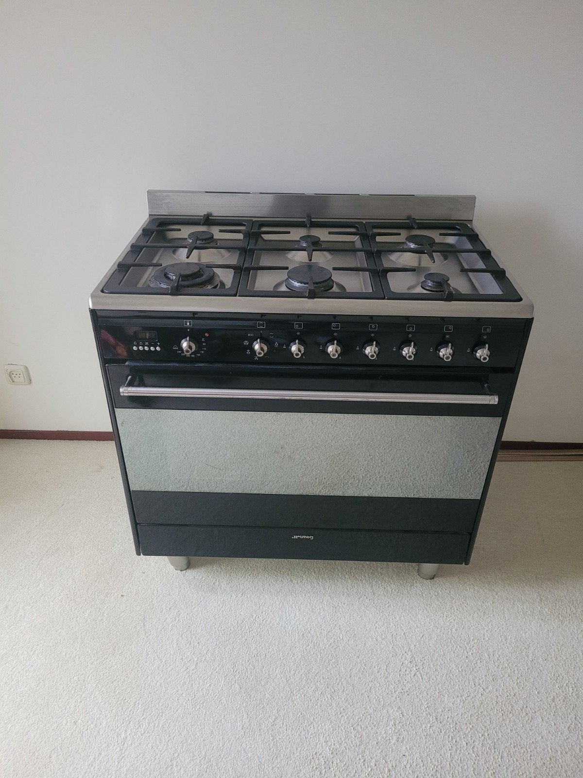 6 pit gasfornuis, Ophalen, 60 cm of meer, Gas, Vrijstaand