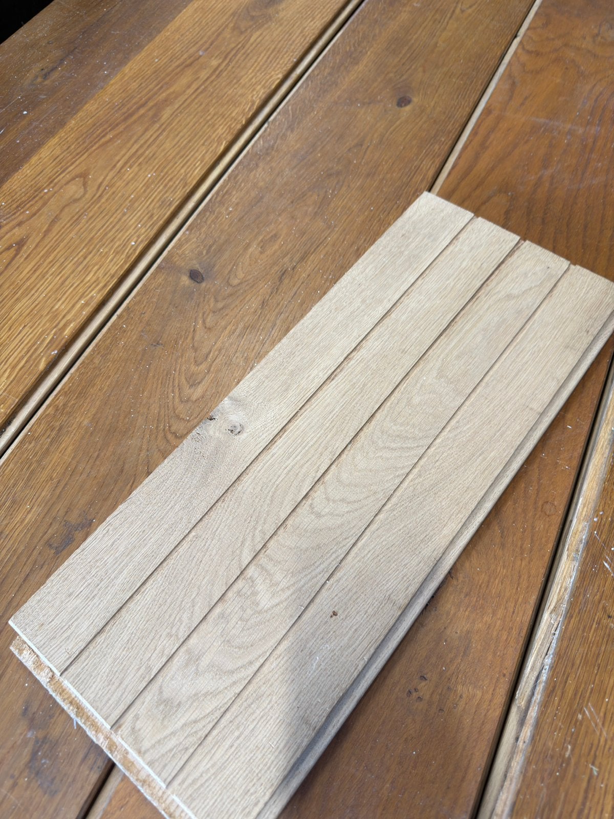 Eiken vloer 34 m2 massieve vloerdelen 18 cm breed 2 cm dik, Ophalen, Gebruikt, Vloerdelen of -planken, 10 m² of meer