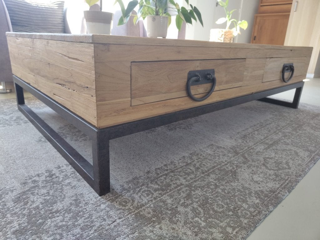 Teakhouten salontafel, Ophalen, 100 tot 150 cm, Modern, eigentijds., 150 tot 200 cm
