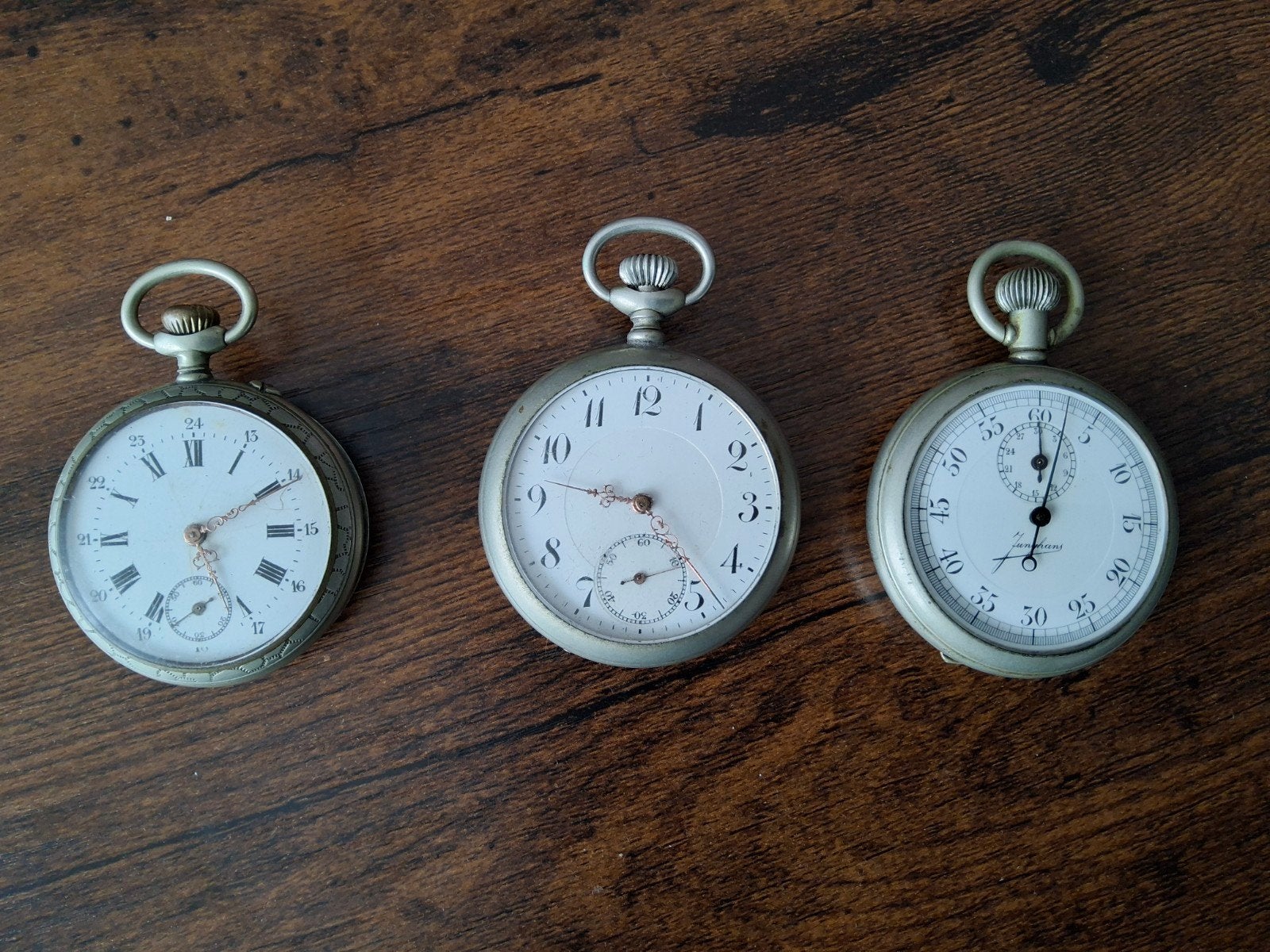 Set van 3 Antieke Zakhorloges - Zilverkleurig, Ophalen, Zilver
