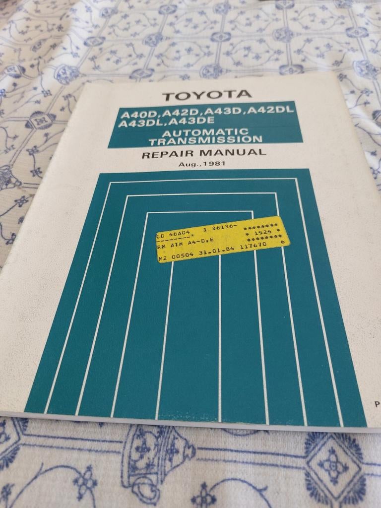 REPAIR MANUAL AUTOMATIC TRANSMISSION TOYOTA A40D A42D A43D, Ophalen of Verzenden