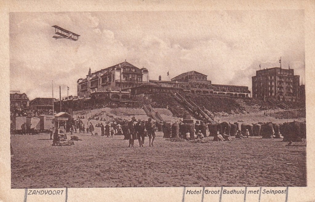 Zandvoort - Hotel Groot Badhuis met Seinpost - Ansichtkaart, Ophalen of Verzenden, Voor 1920, Gelopen, Noord-Holland