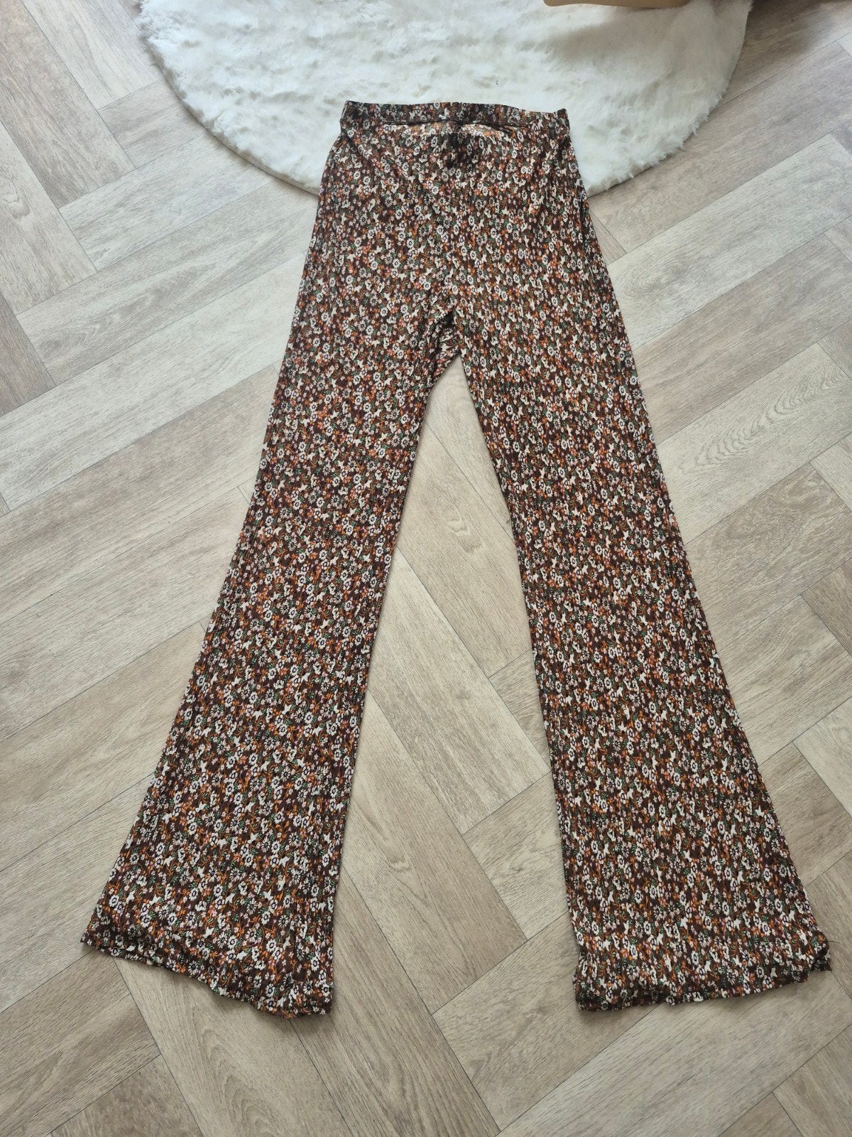 Bloemenprint flared broek - Maat 36, Bruin, Ophalen of Verzenden, Onbekend, Maat 36 (S)