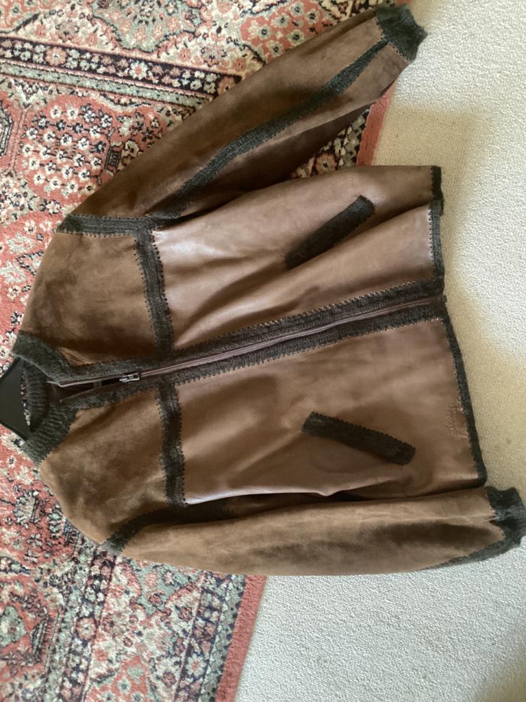 Suede.. leder jack maat L, Motoren, Ophalen of Verzenden