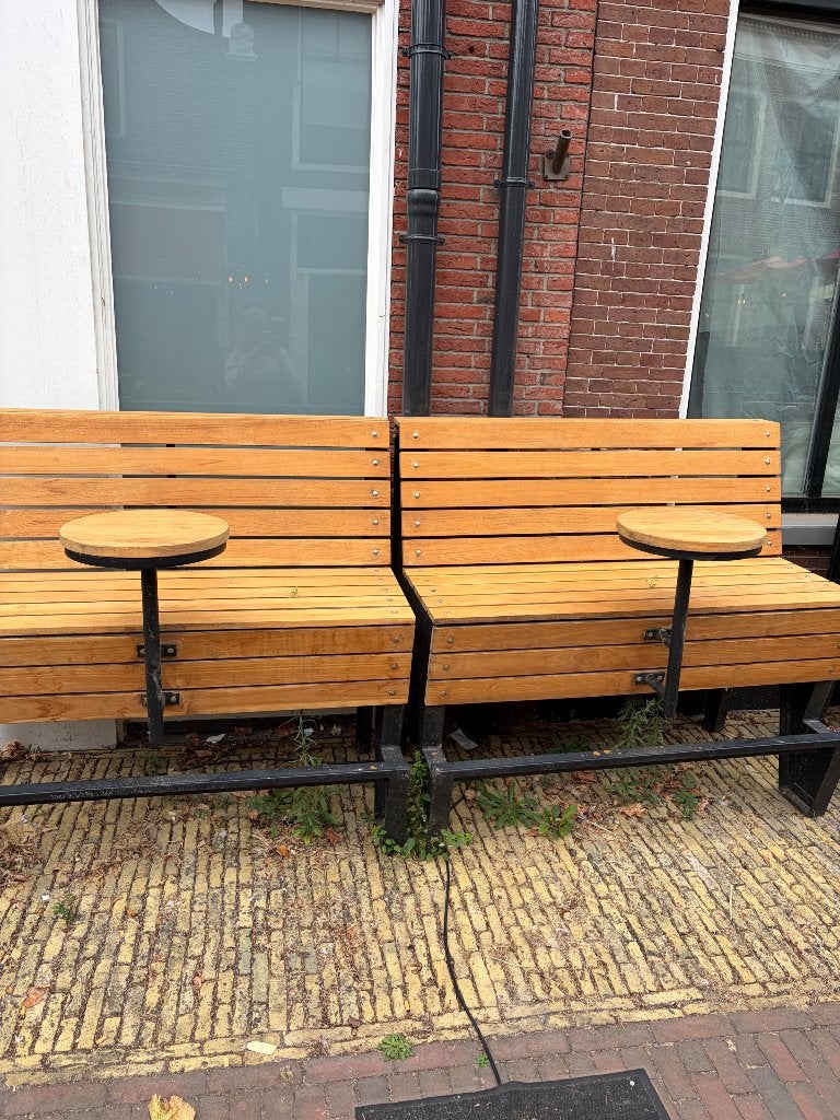 4 x Satelliet Area banken terras horeca | teak en aluminium, Ophalen, Zo goed als nieuw