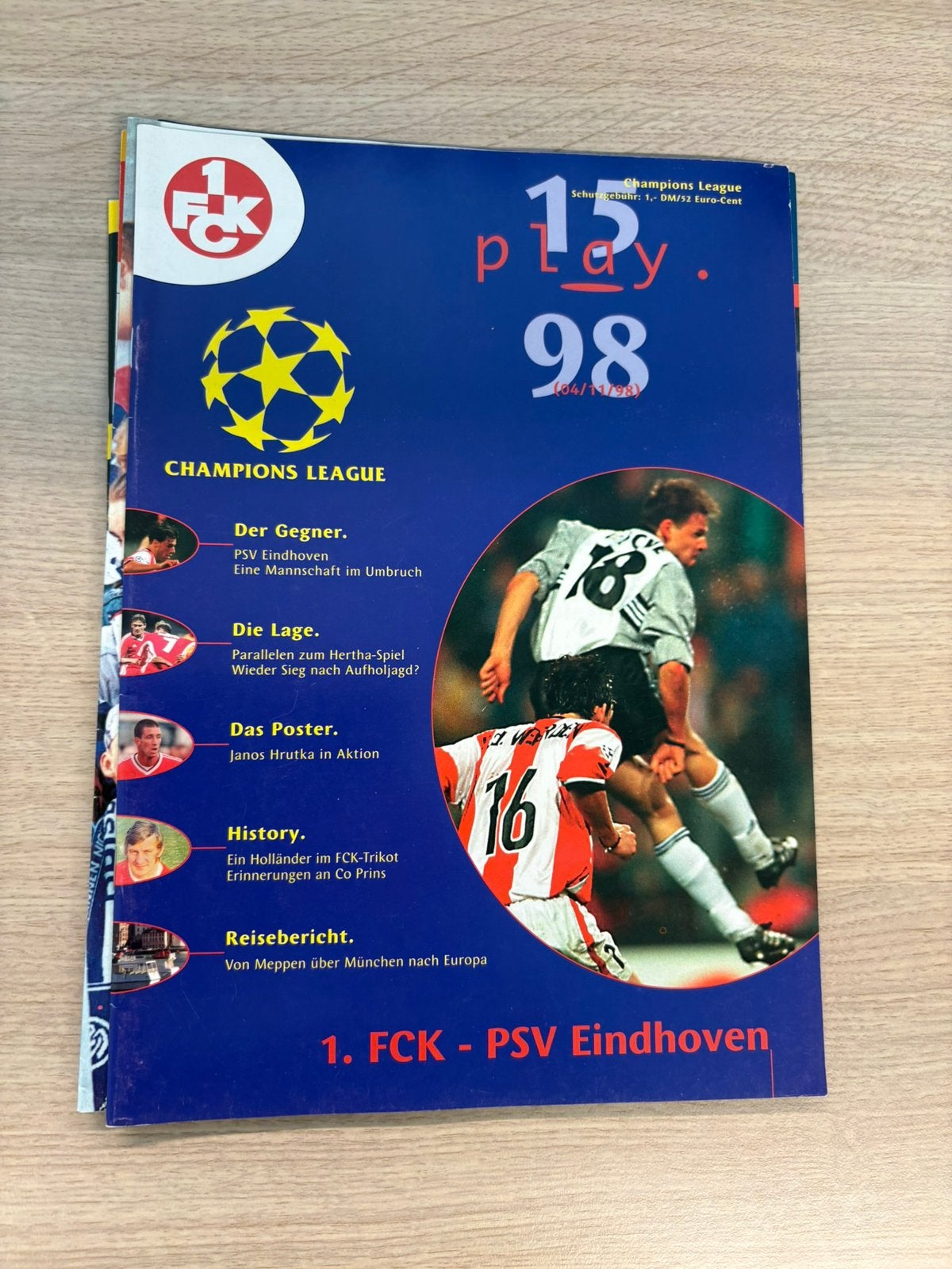 Programmaboekje FC Kaiserslautern - PSV Eindhoven, Ophalen of Verzenden, Zo goed als nieuw, PSV, Boek of Tijdschrift