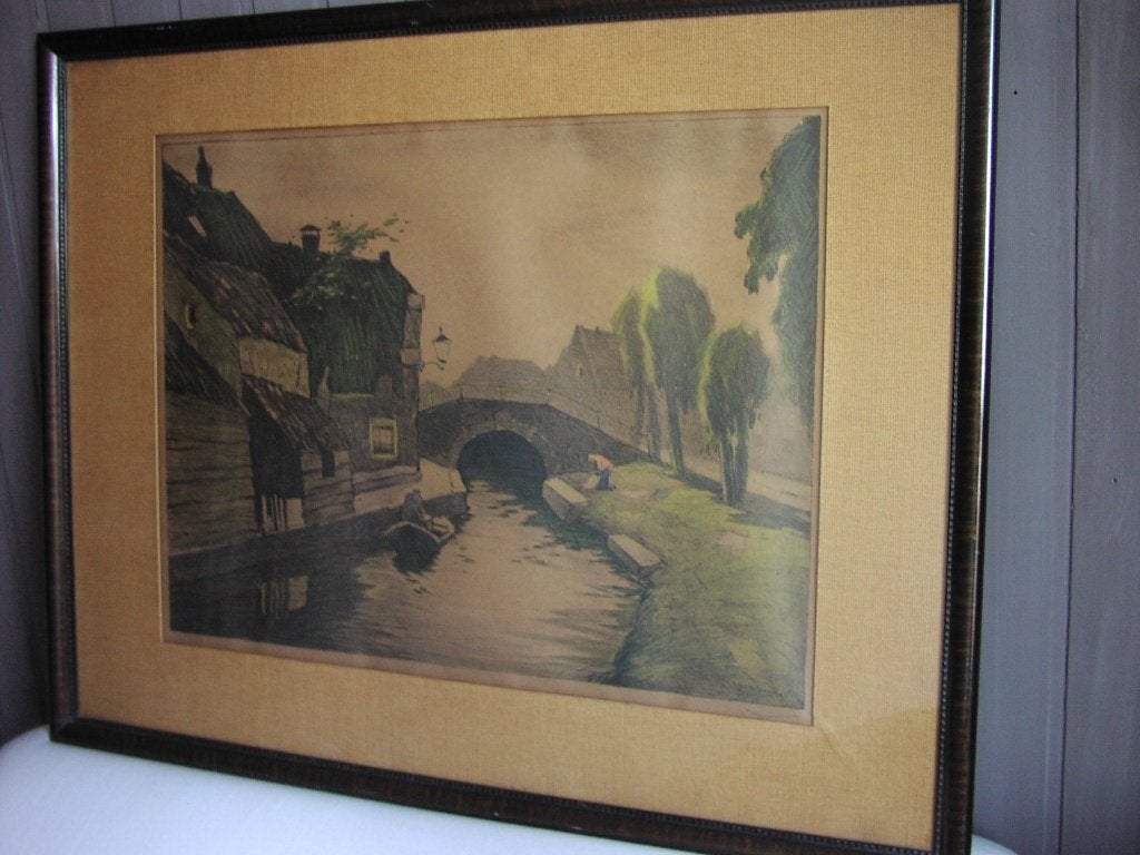 Ype Wenning; ingelijst, Antiek en Kunst, Kunst | Schilderijen | Klassiek, Ophalen of Verzenden, Realistisch, Ingelijst, Stads- / dorpsgezicht