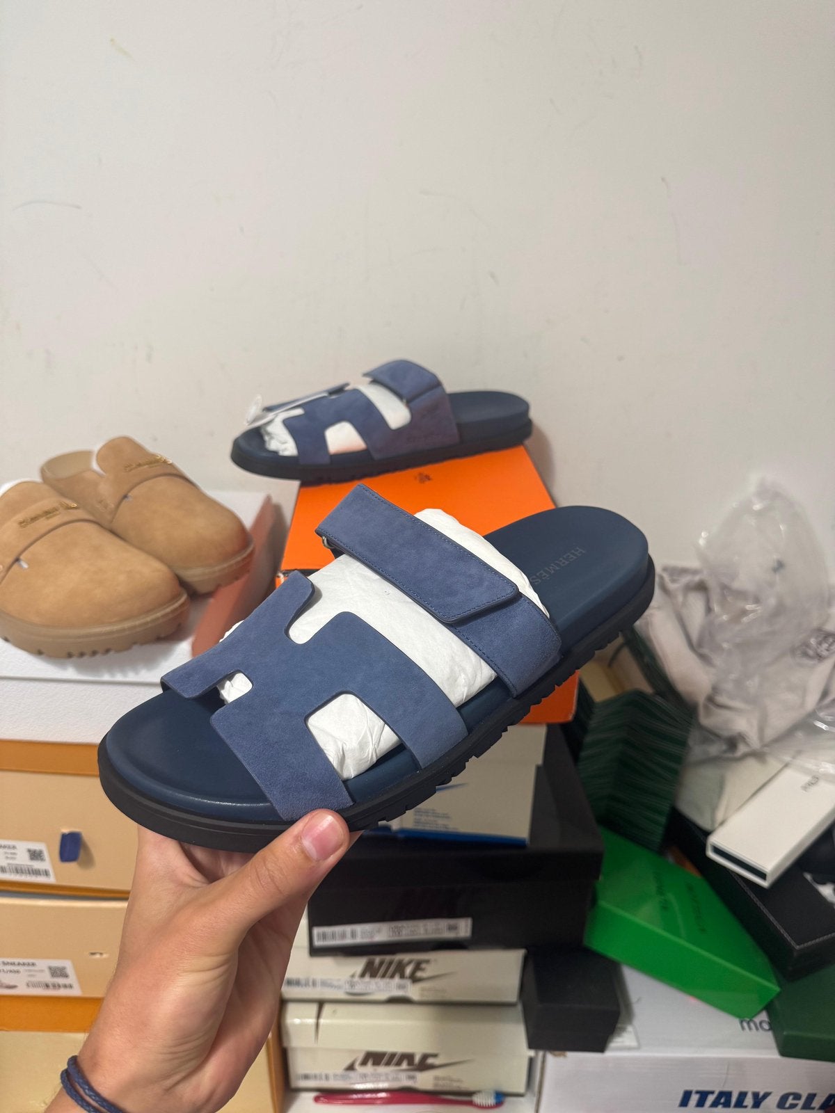Hermès Chypre sandal blauw, Ophalen of Verzenden, Nieuw, Blauw