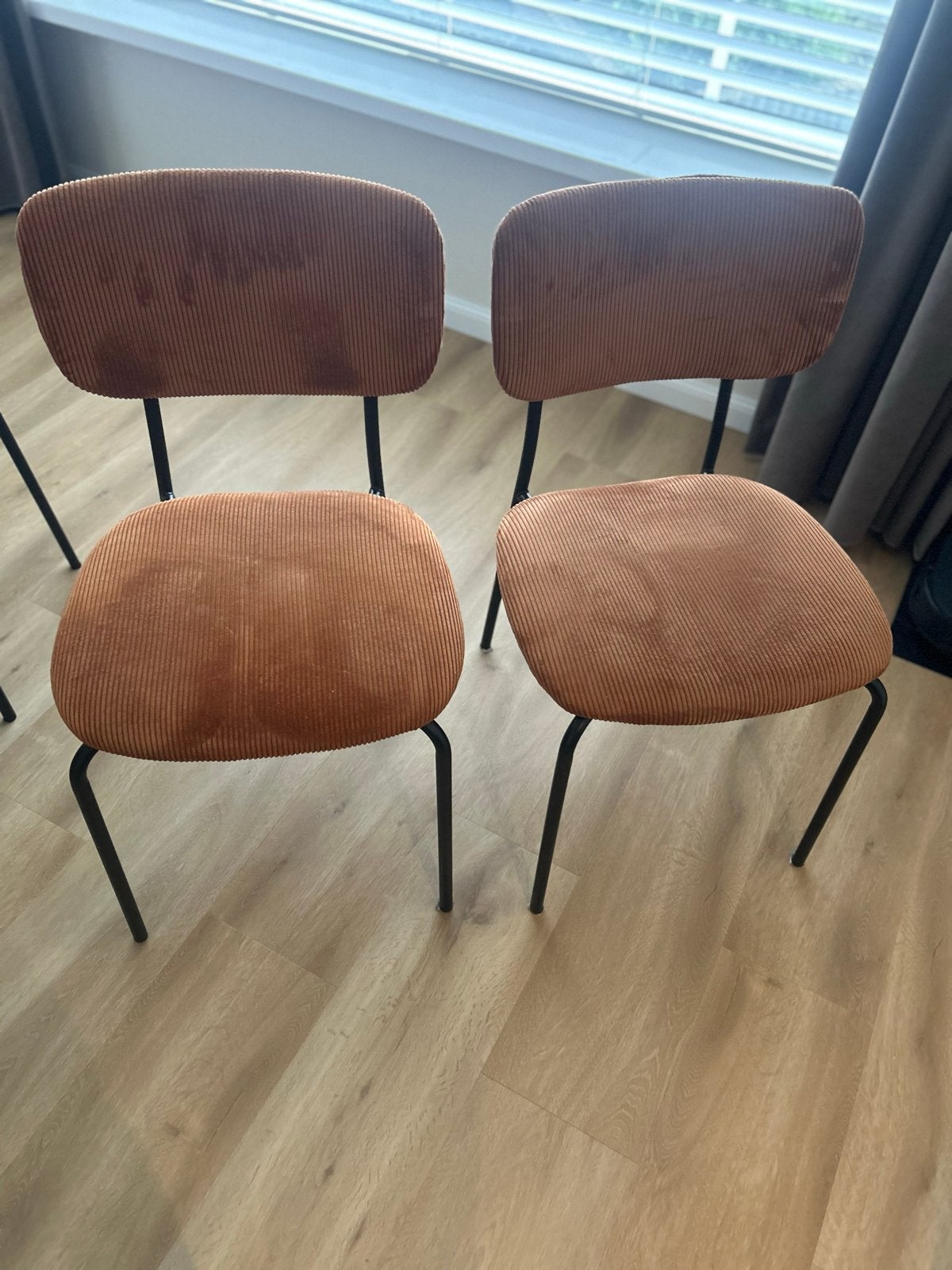 Set van 2 eetkamerstoelen – Loods 5 – ribstof, Huis en Inrichting, Ophalen, Twee, Overige kleuren, Zo goed als nieuw