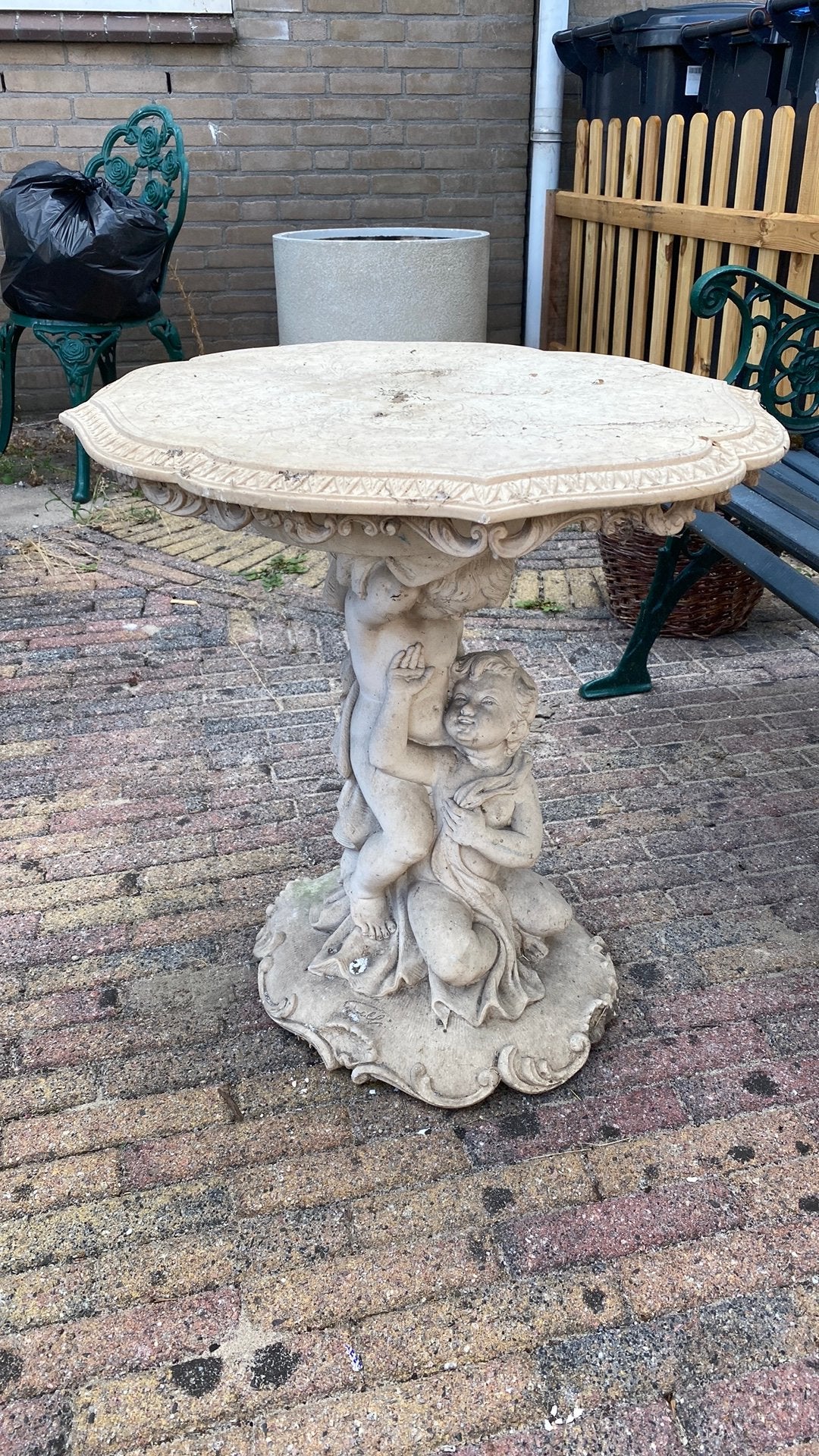 Guelfi zware tuintafel, stenen tafel in 2 delen, Tuin en Terras, Ophalen, Zo goed als nieuw, Rechthoekig, Overige materialen