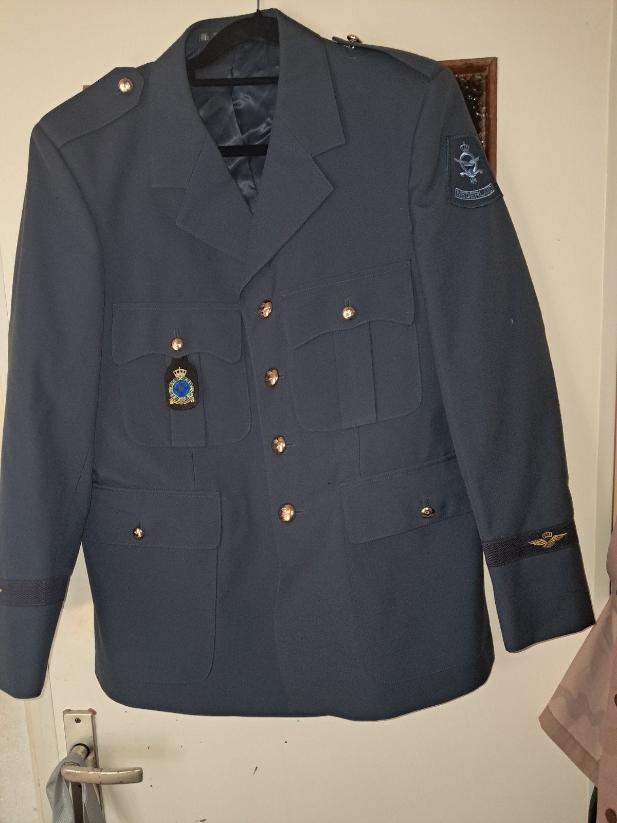 Vintage Uniformjas Koninklijke Luchtmacht, Ophalen of Verzenden, Luchtmacht, Nederland, Kleding of Schoenen