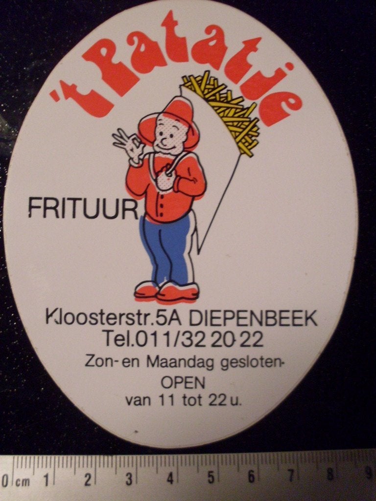 sticker frituur 't patatje diepenbeek cafetaria frituur, Verzenden, Zo goed als nieuw, Bedrijf of Vereniging