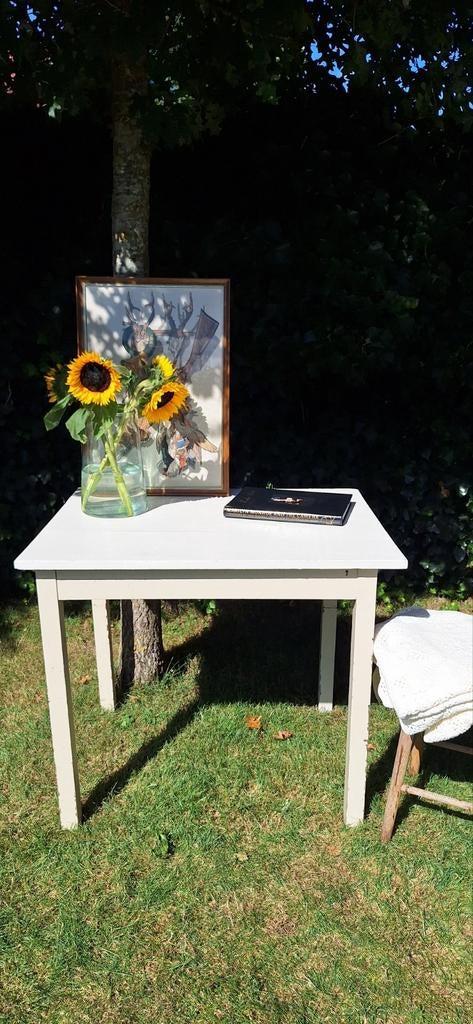 Klein brocante vintage tafeltje, bureautje, witte tafel, Ophalen, Gebruikt, Vintage, Nvt