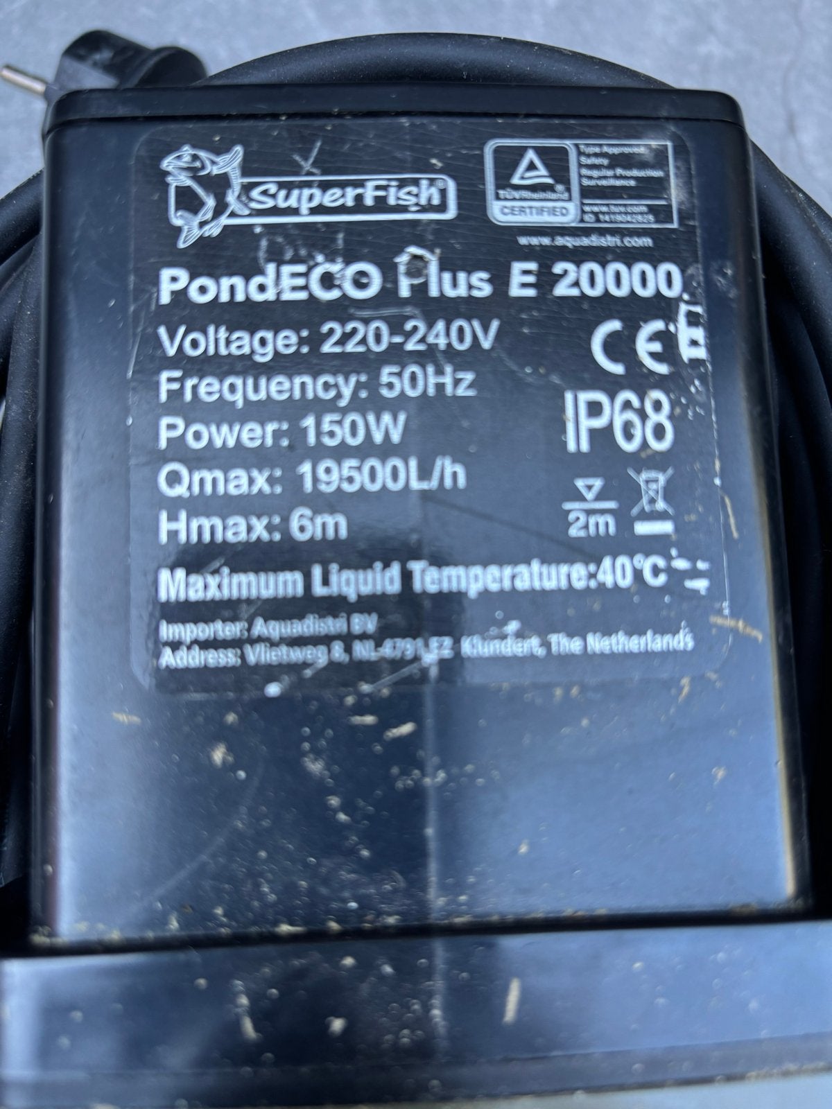 SuperFish PondECO Plus E 20000 vijverpomp, Ophalen, Zo goed als nieuw, Vijverpomp