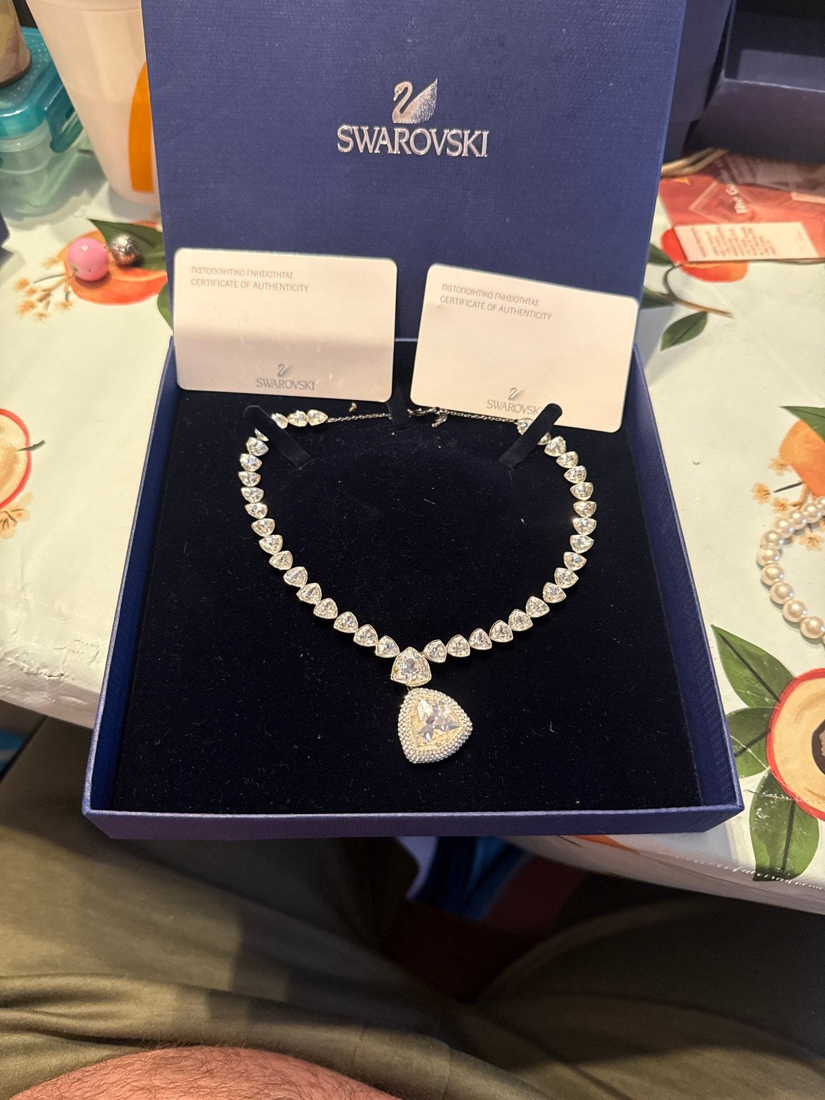 Swarovski ketting met hartvormige hanger en kristallen, Sieraden, Tassen en Uiterlijk, Kettingen, Overige materialen, Zo goed als nieuw