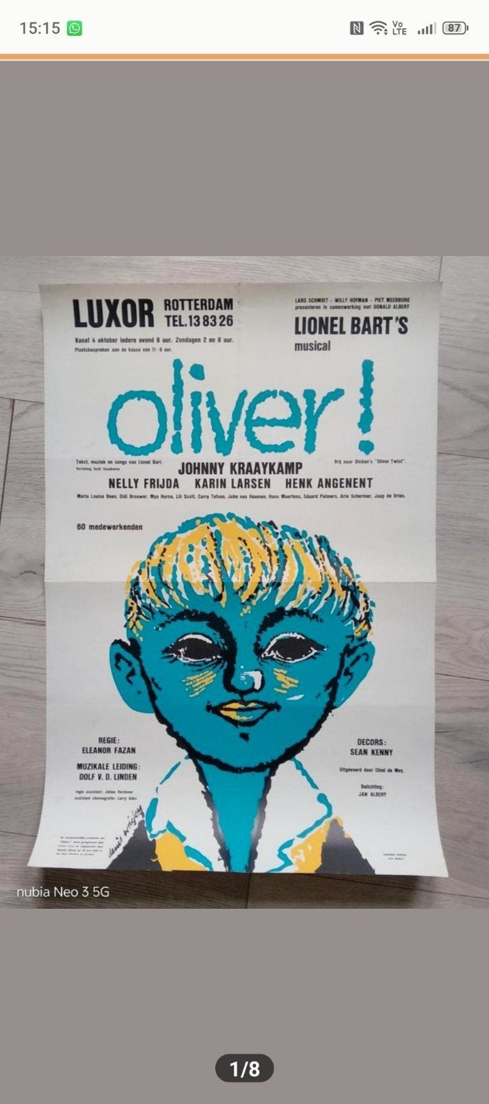 Vintage Oliver! Musical Poster Luxor Rotterdam, Ophalen of Verzenden, A1 t/m A3, Film en Tv, Rechthoekig Staand