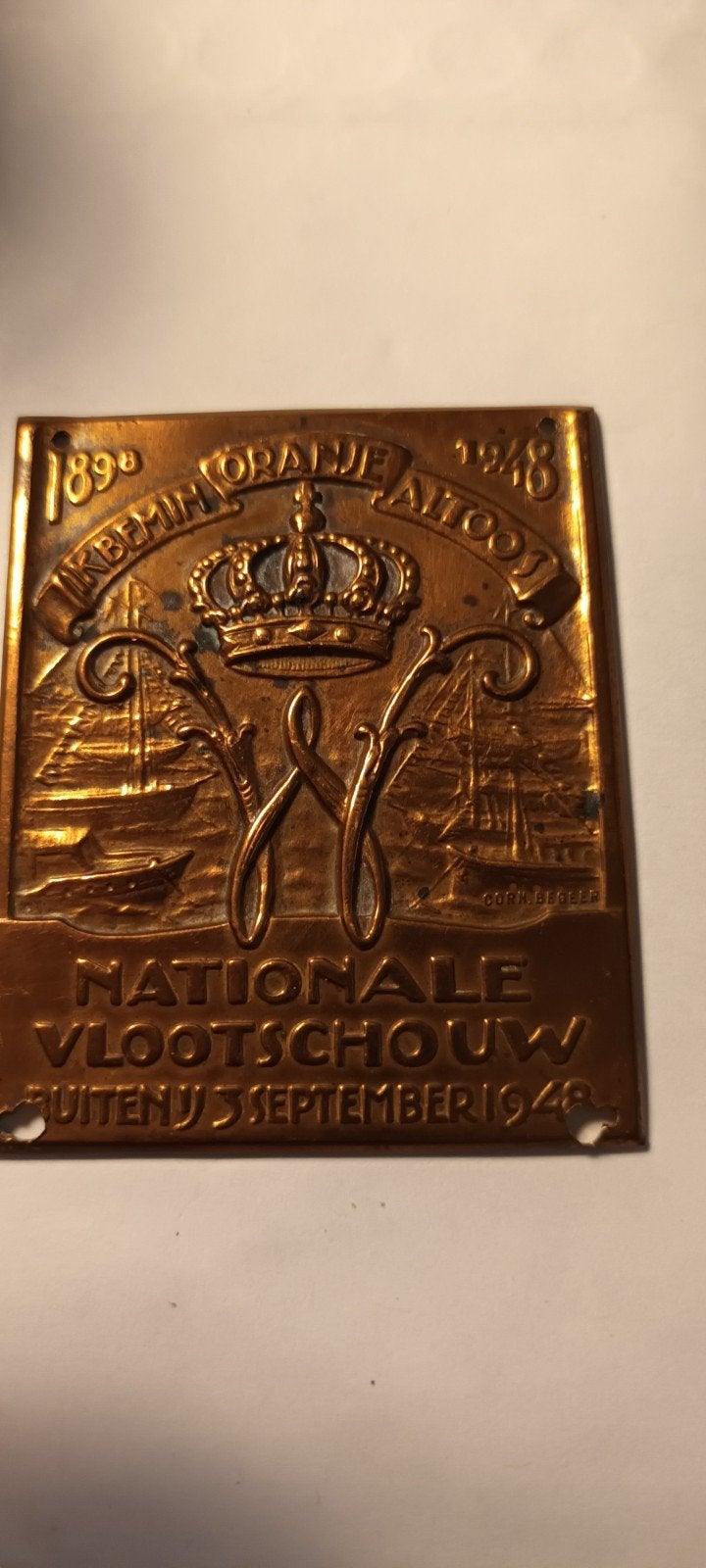 Nationale Vlootschouw 1948 Plaquette, Ophalen of Verzenden