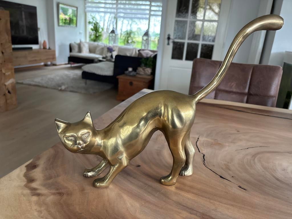 Bronzen Kat Beeld - Elegant en Decoratief, Antiek en Kunst, Ophalen of Verzenden, Brons