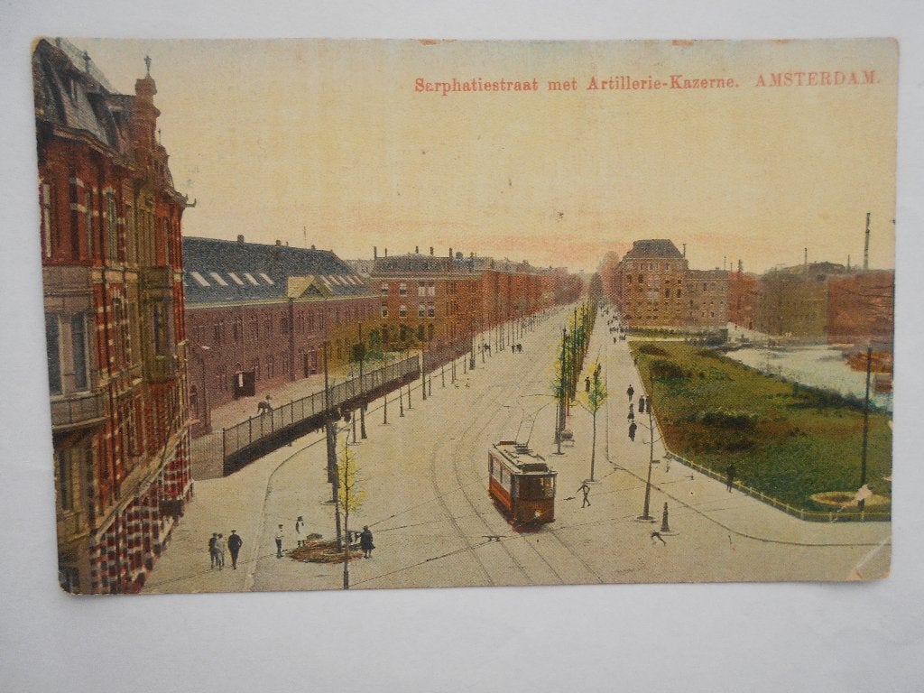 Amsterdam Sarphatiestraat met Artillerie-Kazerne rond 1914, Ophalen of Verzenden, Voor 1920, Gelopen, Noord-Holland