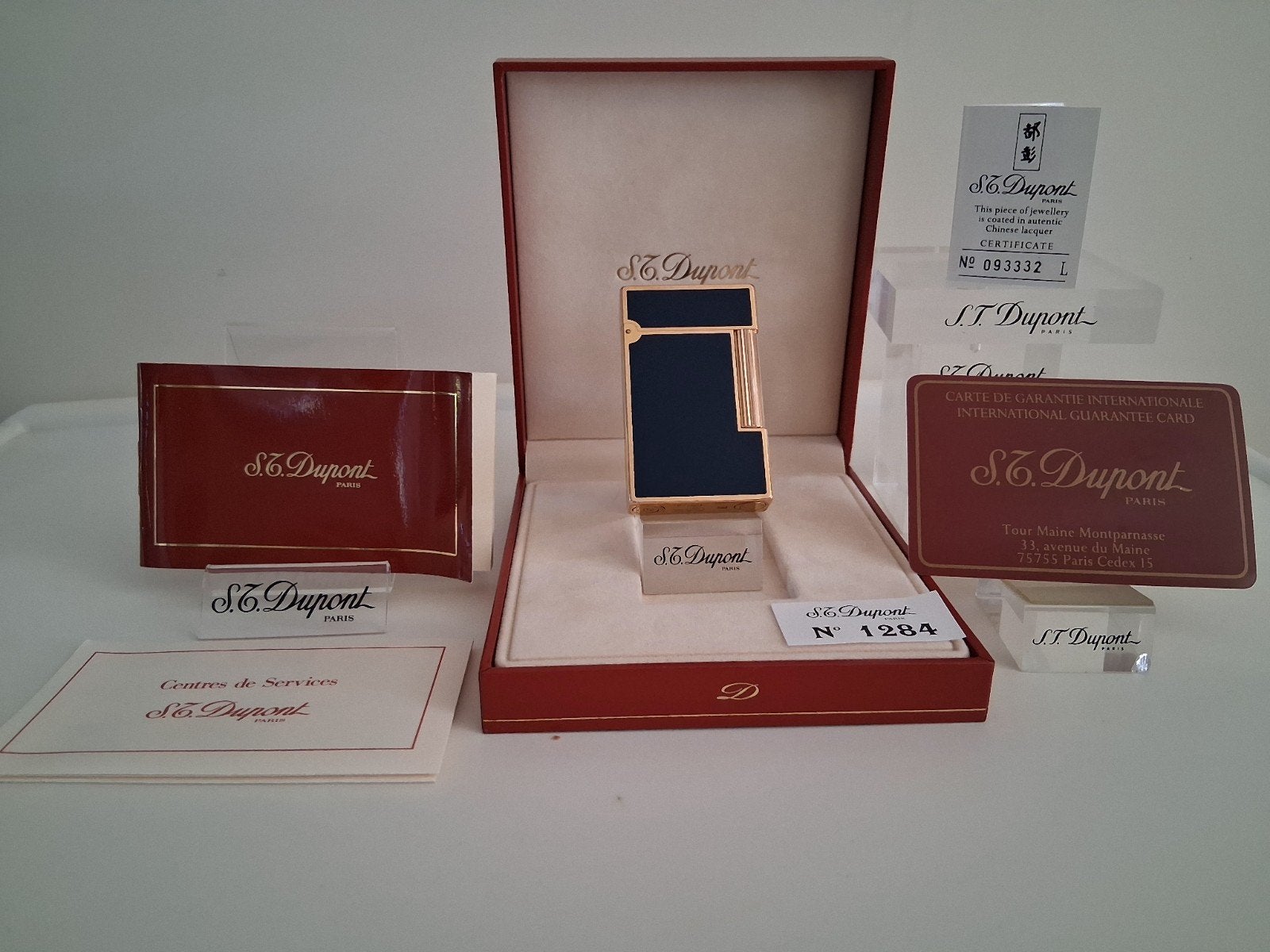 Dupont Aansteker L2 Chinese lak Kleur BLAUW PING Geluid., Verzamelen, Rookartikelen, Aanstekers en Luciferdoosjes, Ophalen of Verzenden