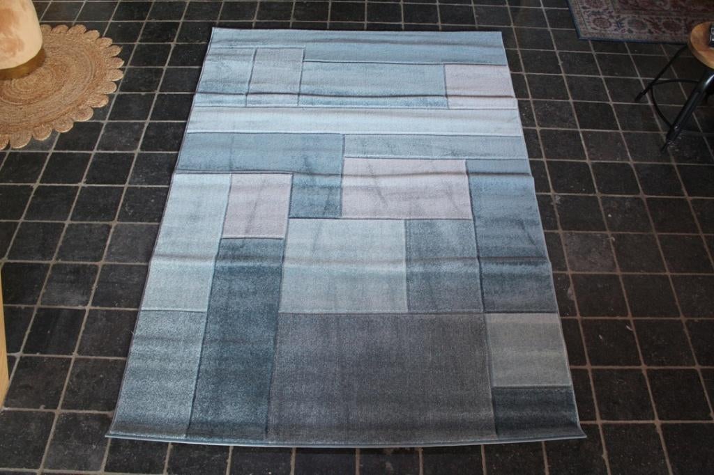 Vloerkleed Simlicity Cosmos Denim Blue met vakken 160x230, Huis en Inrichting, Stoffering | Tapijten en Kleden, Ophalen, Grijs