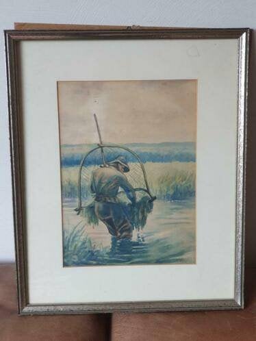 Aquarel visser Mieczyslaw Kudella (1900-1988) als dank 1941, Ophalen