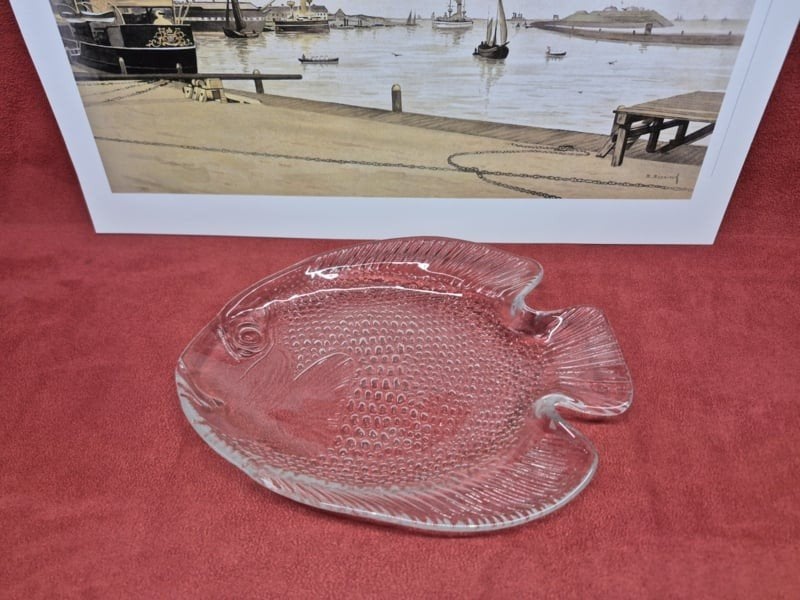 Vintage Arcoroc glazen vis bord, Huis en Inrichting, Ophalen of Verzenden, Arcoroc, ., ,