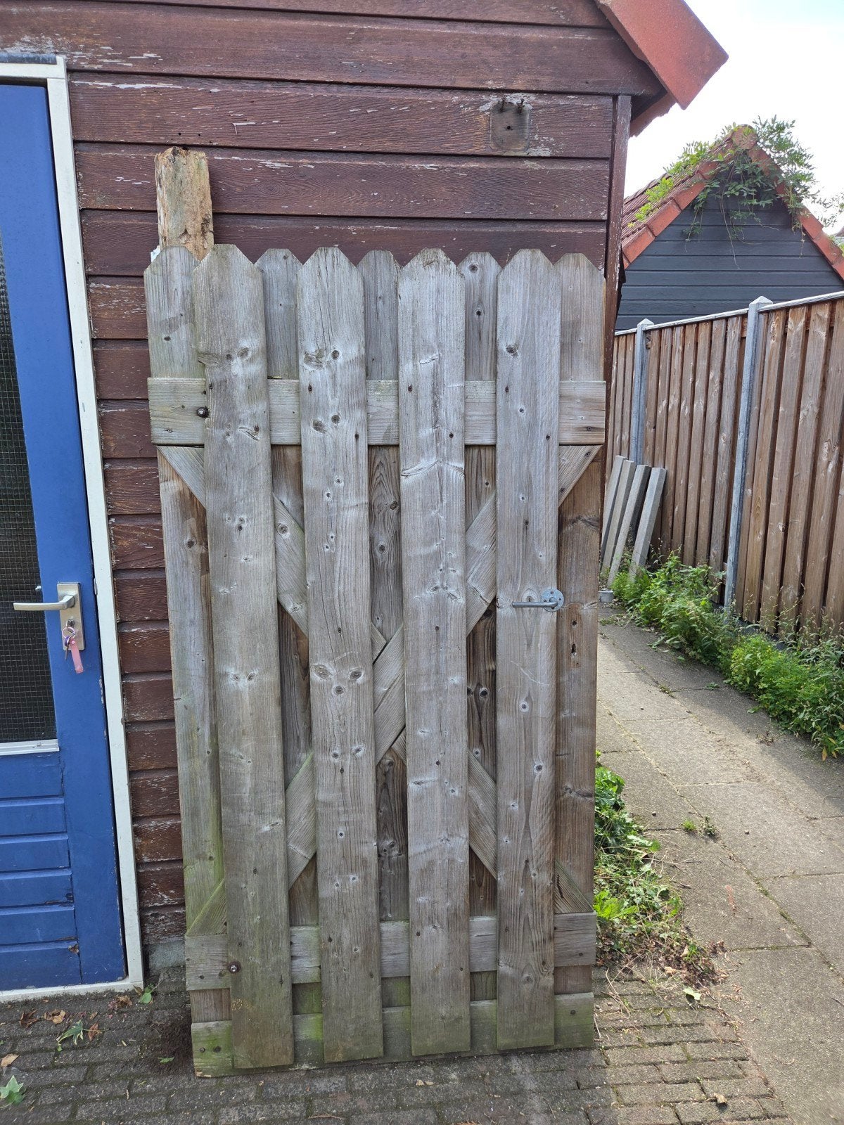Gebruikte houten tuinpoort met paal, Ophalen, Met poort, Gebruikt, Tuinhek