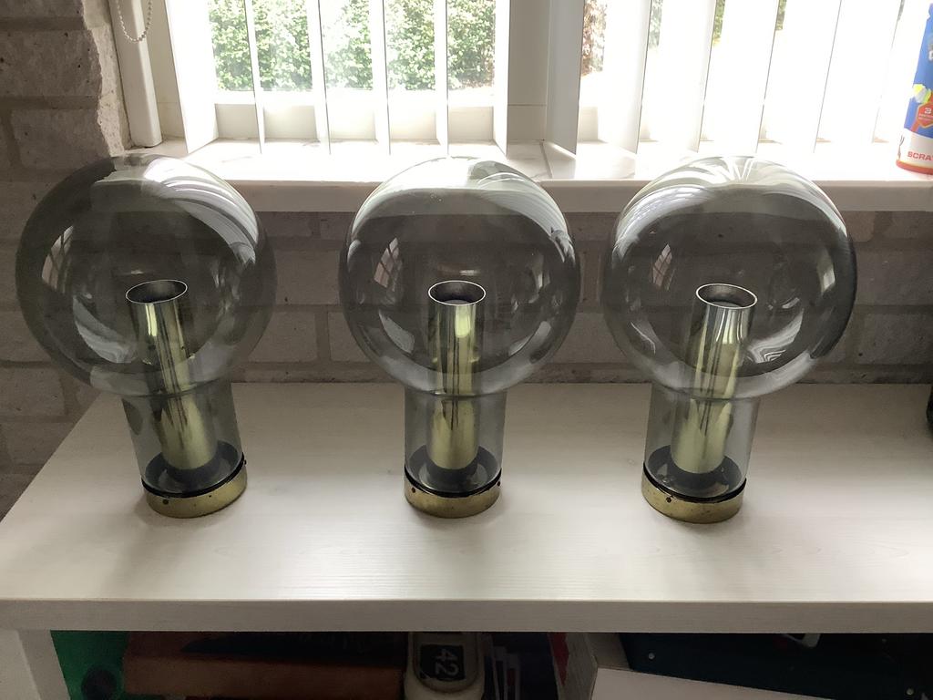 Set van 3 Raak Maxi Globe P-1260 plafondlampen design, Ophalen, Gebruikt, Glas