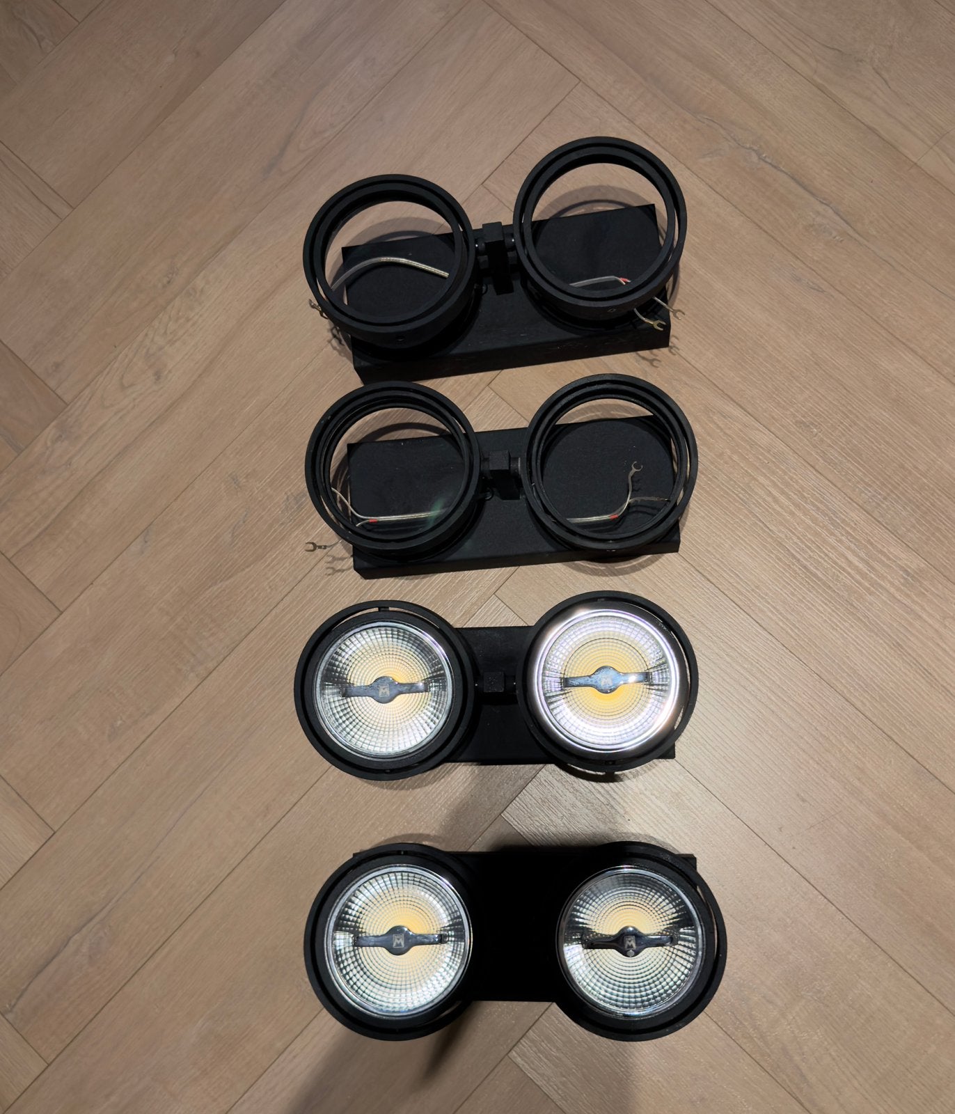 Exclusieve Maretti 2-Lichts Opbouwspots Zwart + AR111 Spots, Ophalen of Verzenden, Zo goed als nieuw