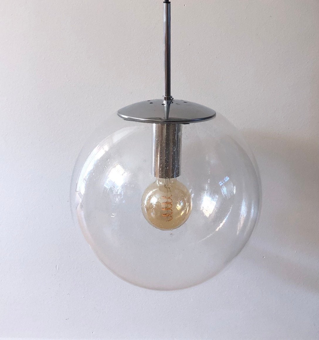 XXL Globe (bollamp) hanglamp | Glashütte Limburg | jaren 60, Ophalen of Verzenden, Zo goed als nieuw, Glas