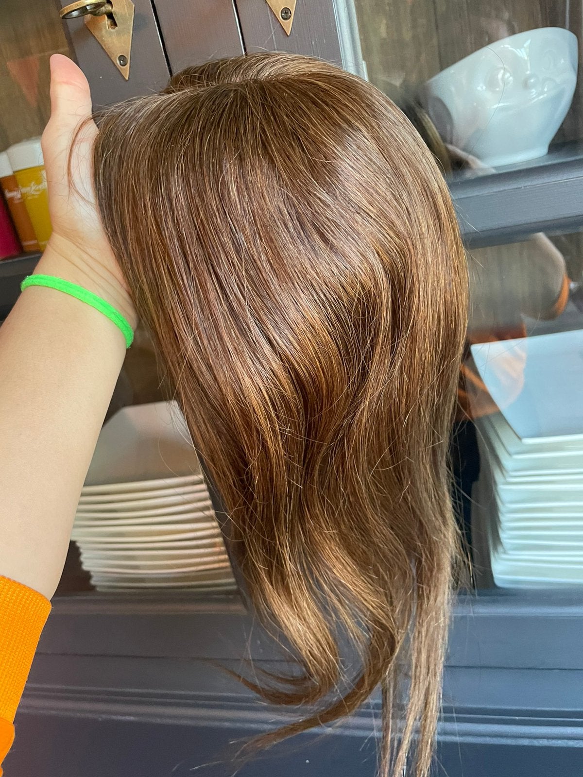 Topper pruik bruin 100% human hair kleur 4, Pruik of Haarverlenging, Nieuw, ?, ?