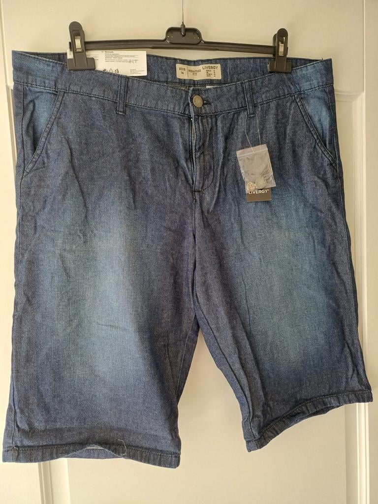 LIVERGY spijkerbermuda, maat 56, nieuw met label, Kleding | Heren, Broeken en Pantalons, Blauw, Ophalen of Verzenden, LIVERGY