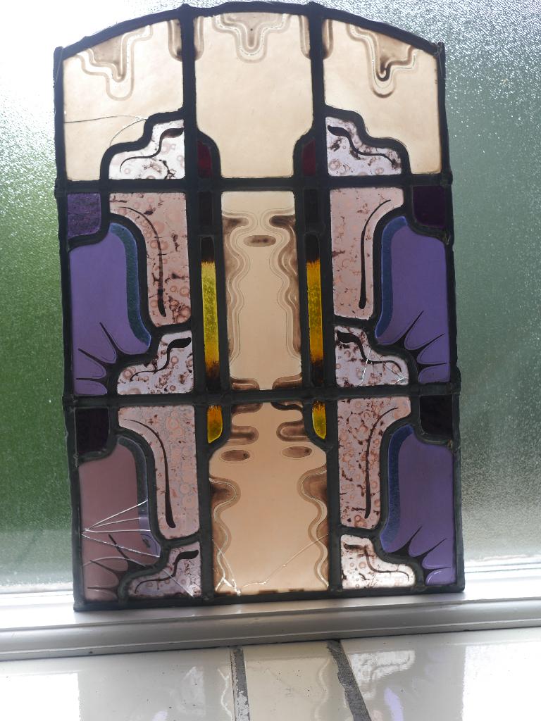Amsterdamse School, gebrand schilderd glas(authentiek), Ophalen of Verzenden