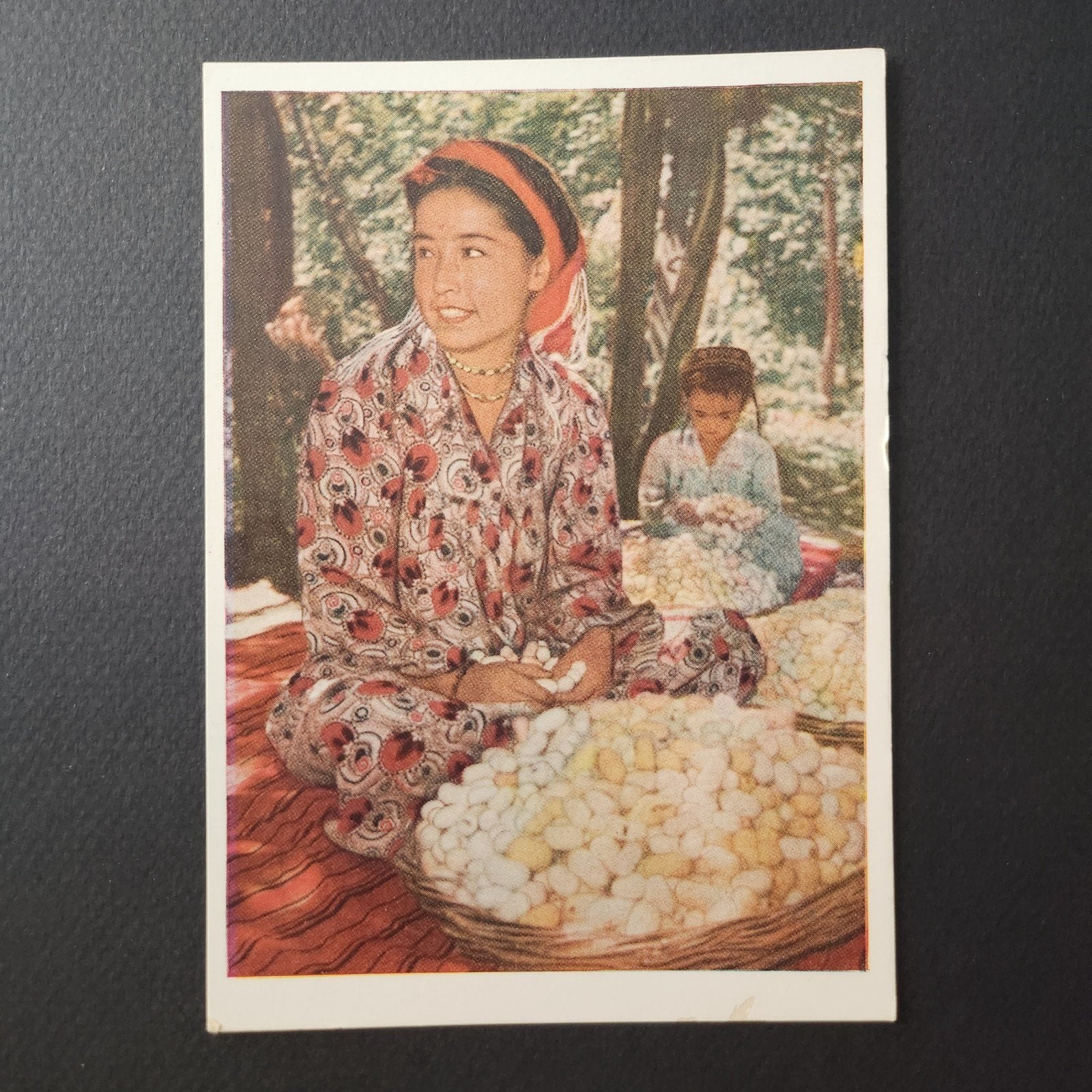 Sovjet Kaart Zijderupsen sorteren in Tadzjikistan CCP, Verzenden, 1940 tot 1960, Ongelopen, Buiten Europa
