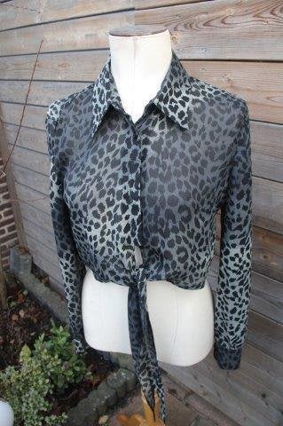 Blouse zwart/ grijs panter Xenia mt L Vaste prijs OPRUIMING, Xenia, Zwart, Maat 42/44 (L), Ophalen of Verzenden