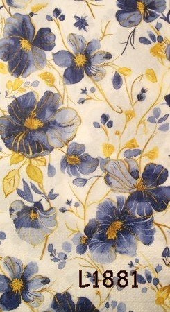 Servetten decoupage/bullet journal * bloem+ blauw*goud L1881, Verzenden, Nieuw