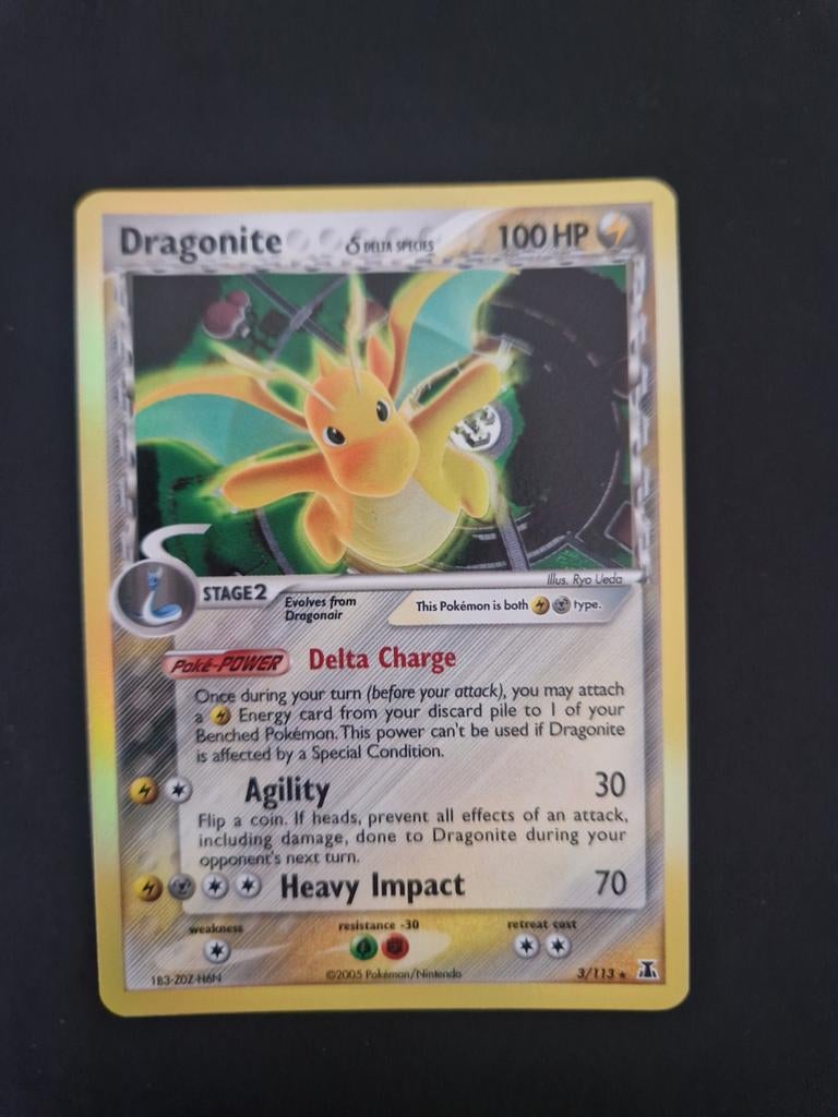 Dragonite Holo Rare EX Delta Species. Tcg Pokémon, Ophalen of Verzenden, Zo goed als nieuw, Losse kaart, Foil