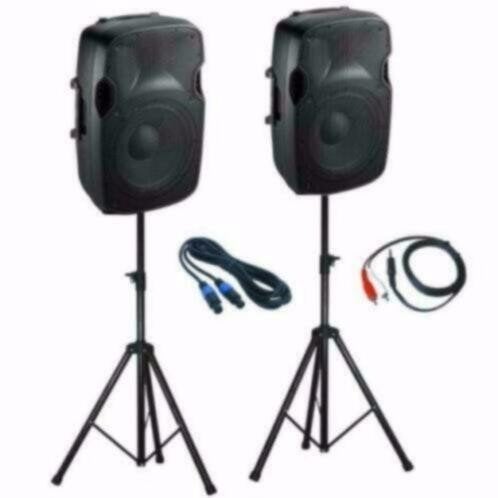 Actieve 15 inch Speakers Incl Statieven en kabels 1200 Watt, Overige merken, ., Overige typen, Nieuw