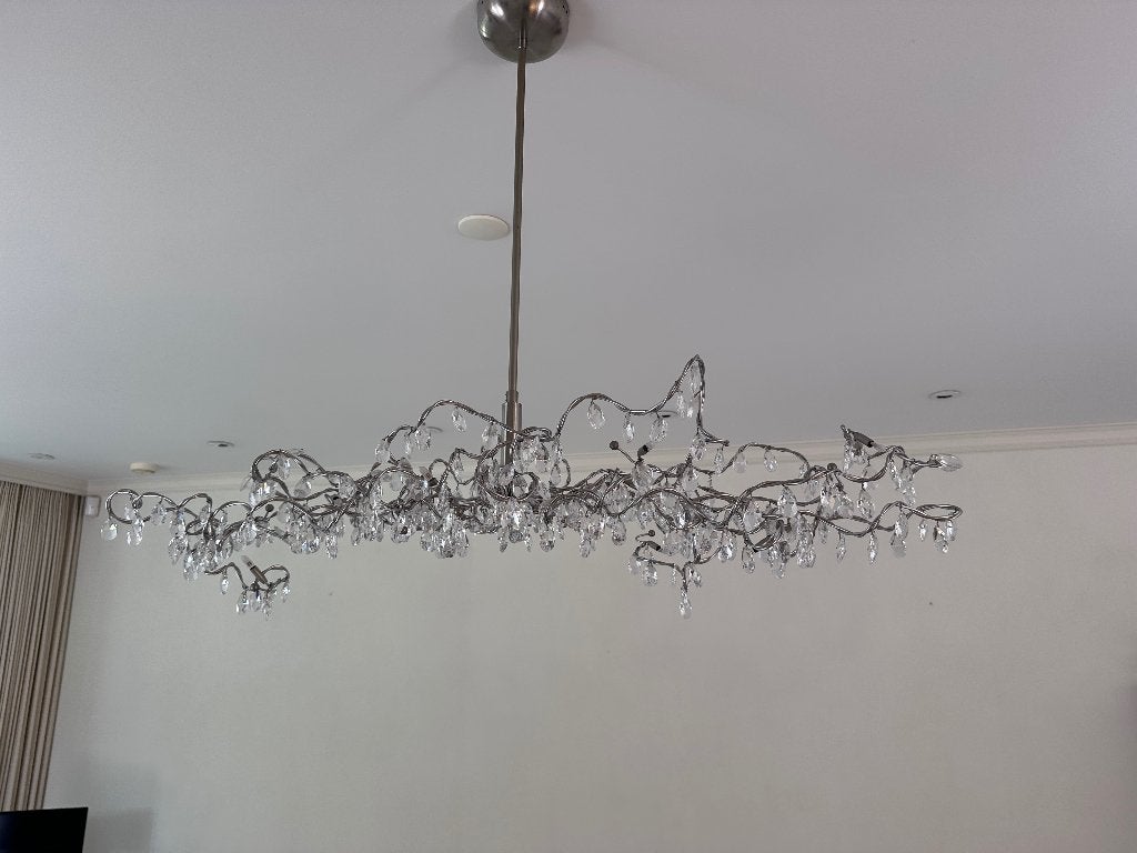 klassieke hanglamp met kristallen, Ophalen, Zo goed als nieuw, Overige materialen