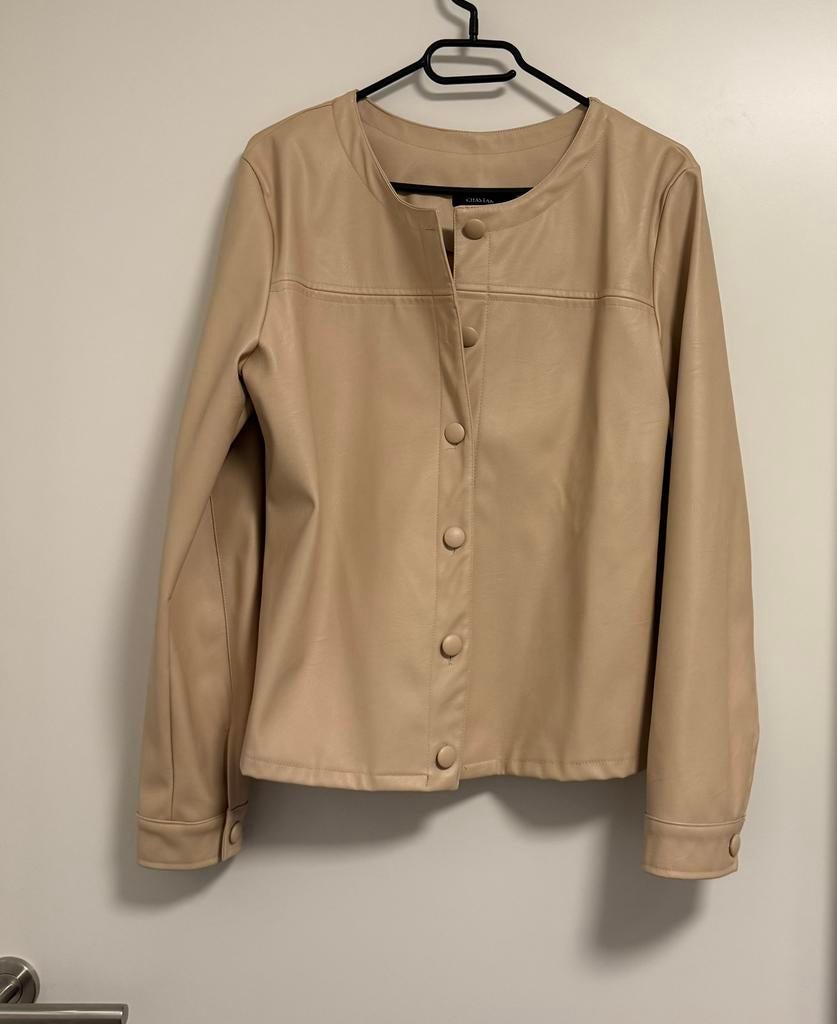 Chastar imitatie leer jasje beige mt. L/Xl, Ophalen of Verzenden, Zo goed als nieuw, Maat 42/44 (L), Zwart