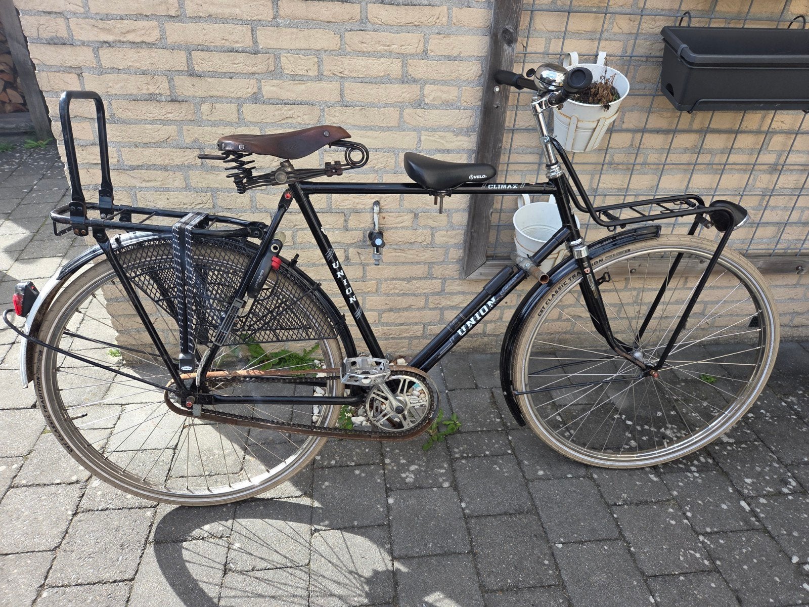 Union opafiets transportfiets met voor- en achterdrager, Fietsen en Brommers, Terugtraprem, Gebruikt, 53 tot 57 cm, Ophalen