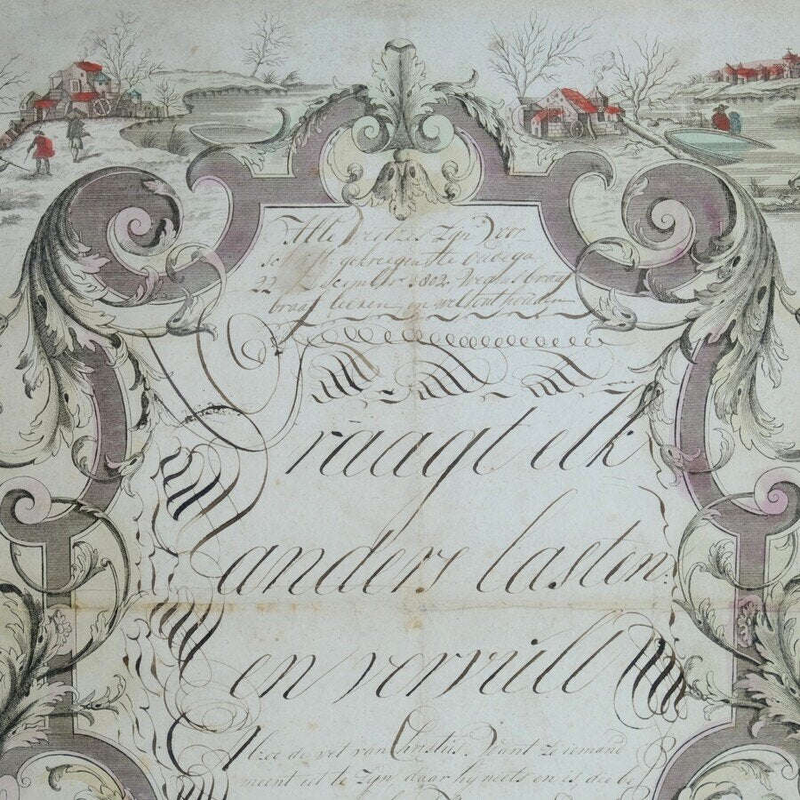 Handgeschreven nieuwjaarswens, Oudega 1802, Ophalen of Verzenden