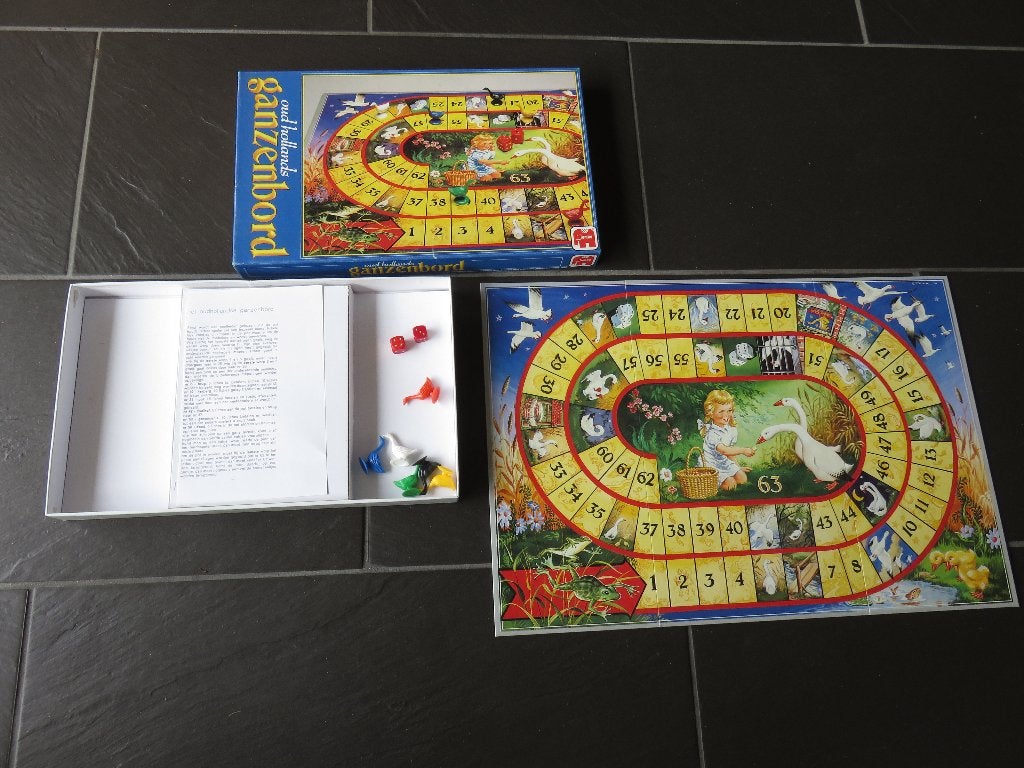 Oudhollands ganzenbord bordspel, vanaf 5 jaar., Ophalen of Verzenden, Gebruikt